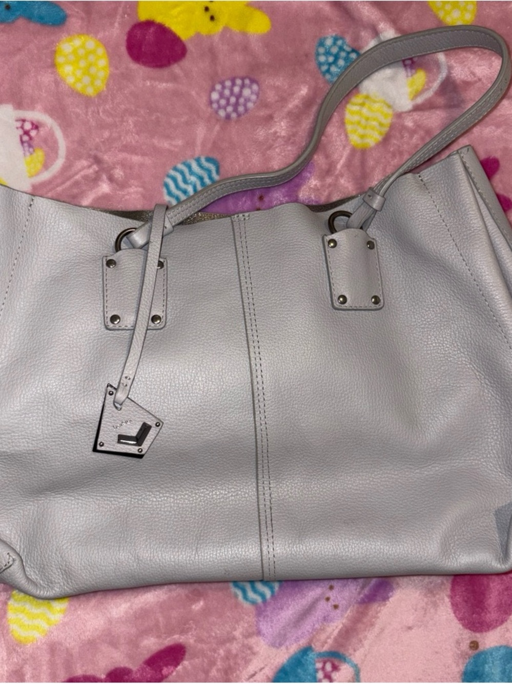 Botkier Light Gray Pebble Leather Shoulder Bag